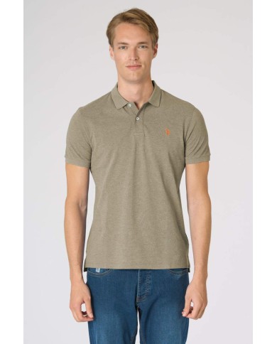 U.S. POLO POLO SHIRT A MANICHE CORTE IN COTONE MELANGE
