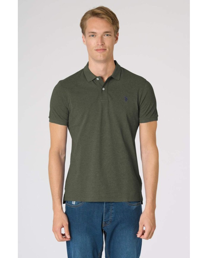 U.S. POLO POLO SHIRT A MANICHE CORTE IN COTONE MELANGE