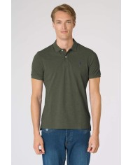 U.S. POLO POLO SHIRT A MANICHE CORTE IN COTONE MELANGE