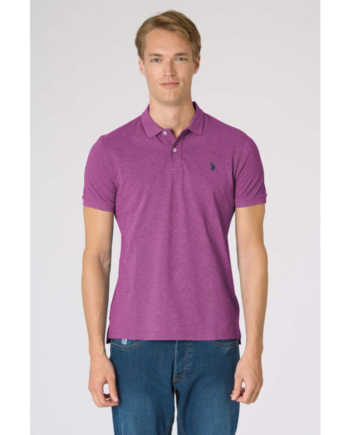 U.S. POLO POLO SHIRT A MANICHE CORTE IN COTONE MELANGE