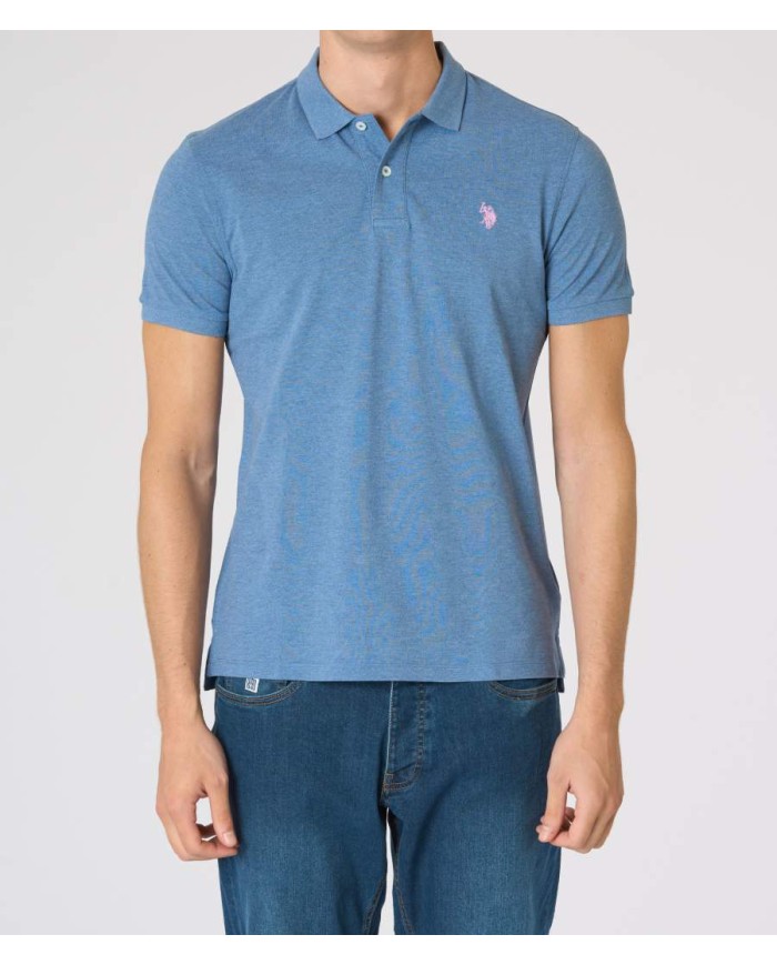 U.S. POLO POLO SHIRT A MANICHE CORTE IN COTONE MELANGE