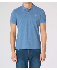 U.S. POLO POLO SHIRT A MANICHE CORTE IN COTONE MELANGE