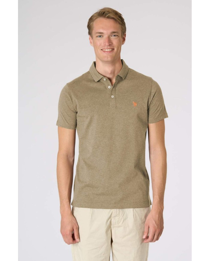 U.S. POLO POLO A MANICHE CORTE IN COTONE JERSEY MELANGE