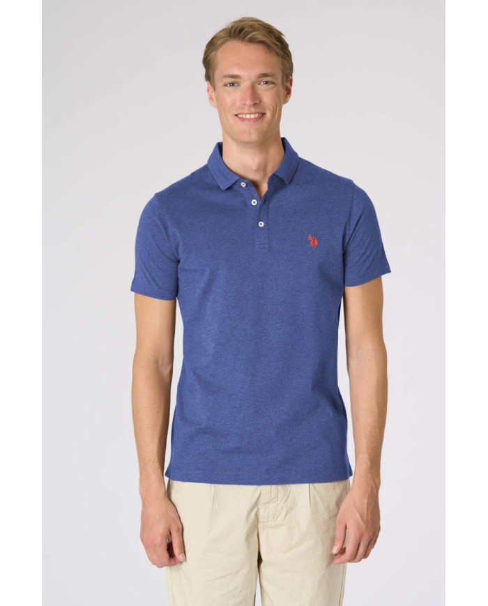 U.S. POLO POLO A MANICHE CORTE IN COTONE JERSEY MELANGE