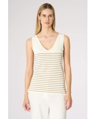 U.S. POLO TOP IN MAGLIA A RIGHE CON SCOLLO A V