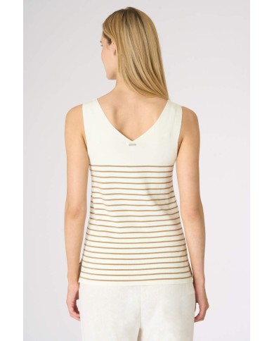 U.S. POLO TOP IN MAGLIA A RIGHE CON SCOLLO A V