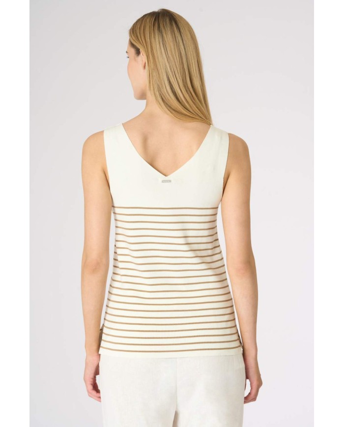 U.S. POLO TOP IN MAGLIA A RIGHE CON SCOLLO A V