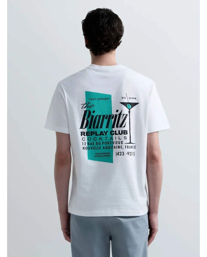 REPLAY MAGLIETTA IN COTONE CON STAMPA COCKTAIL