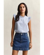 GANT BLUSA A RIGHE IN COTONE CON VOLANT