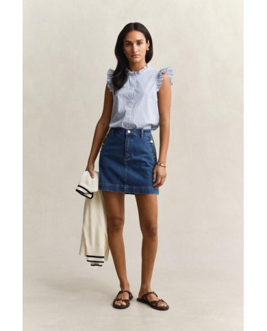 GANT BLUSA A RIGHE IN COTONE CON VOLANT