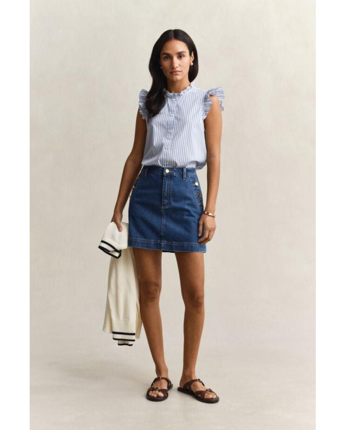 GANT BLUSA A RIGHE IN COTONE CON VOLANT