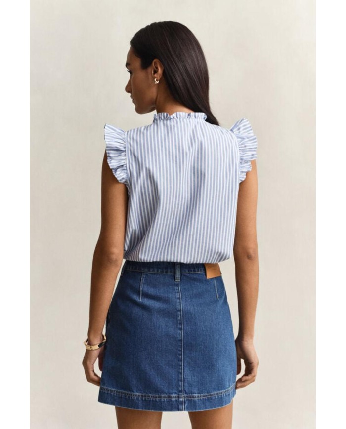 GANT BLUSA A RIGHE IN COTONE CON VOLANT