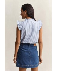 GANT BLUSA A RIGHE IN COTONE CON VOLANT