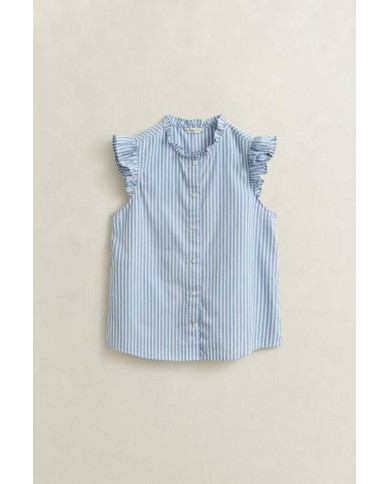 GANT BLUSA A RIGHE IN COTONE CON VOLANT