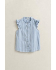 GANT BLUSA A RIGHE IN COTONE CON VOLANT