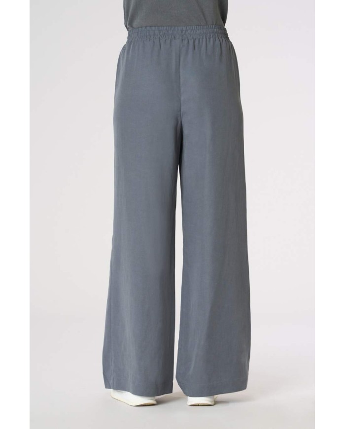 U.S. POLO PANTALONI IN LYOCELL E LINO GAMBA AMPIA E COULISSE