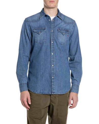 REPLAY CAMICIA WESTERN IN DENIM