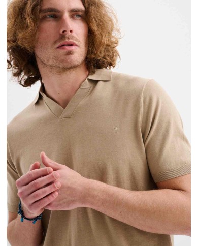 JAGGY POLO A MANICHE CORTE CON SCOLLO A V