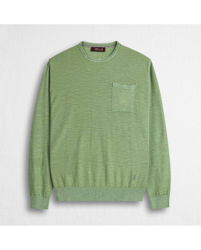 MCS MAGLIA IN COTONE SLUB ACID WASH