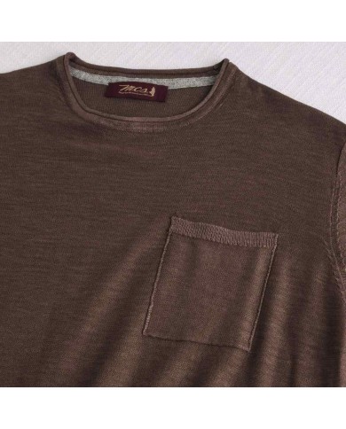 MCS MAGLIA IN COTONE SLUB ACID WASH