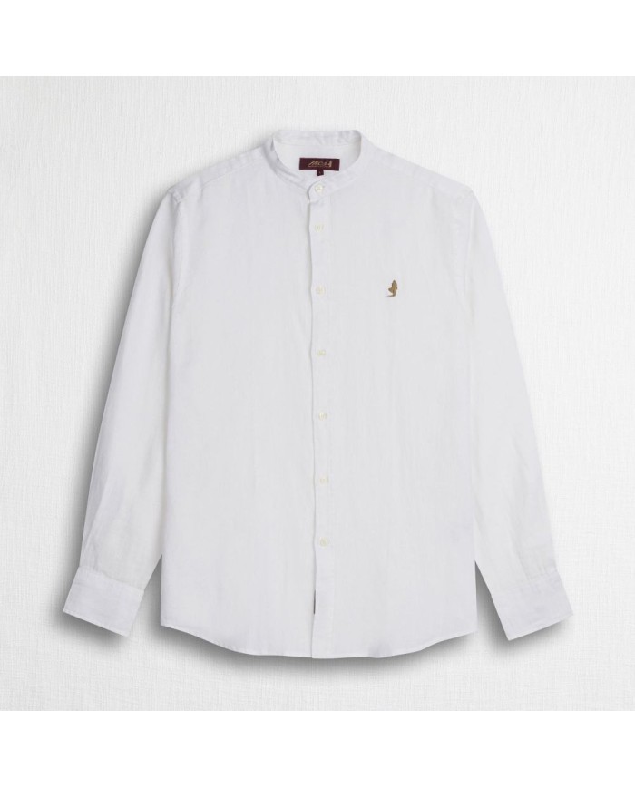 MCS CAMICIA IN LINO CON COLLETTO ALLA COREANA