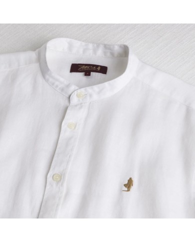 MCS CAMICIA IN LINO CON COLLETTO ALLA COREANA