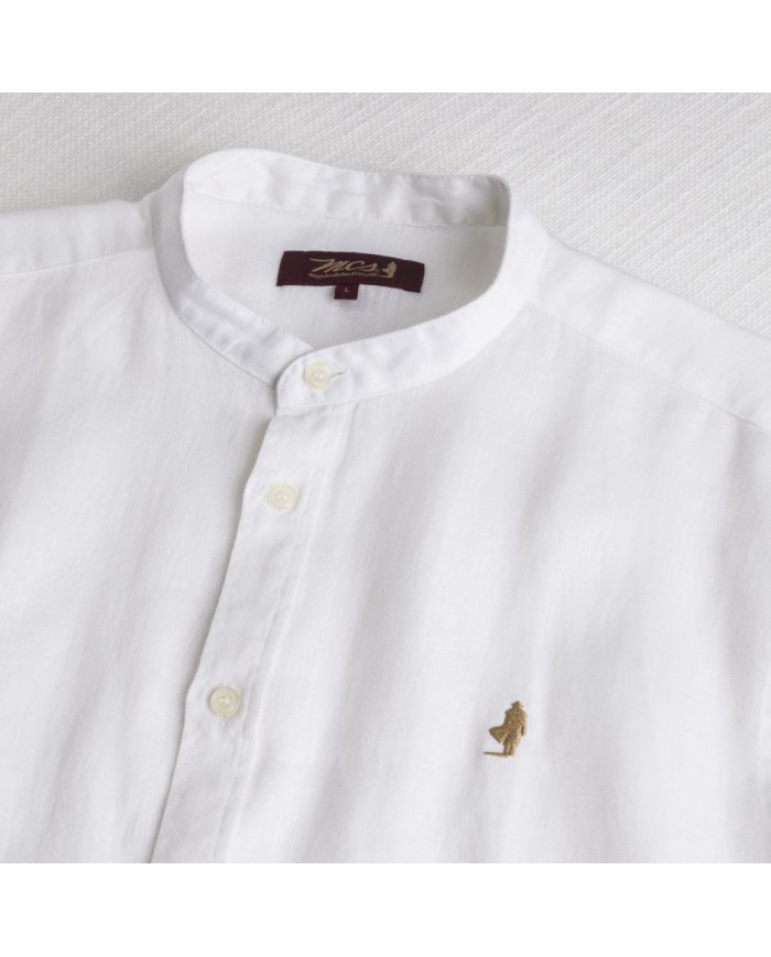 MCS CAMICIA IN LINO CON COLLETTO ALLA COREANA