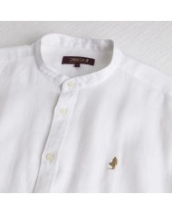 MCS CAMICIA IN LINO CON COLLETTO ALLA COREANA