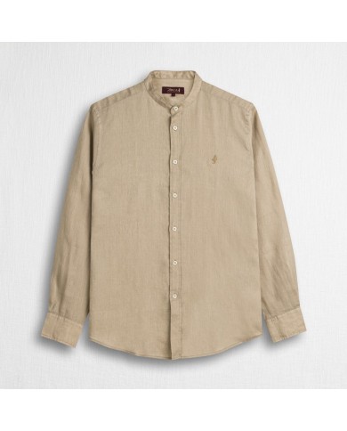 MCS CAMICIA IN LINO CON COLLETTO ALLA COREANA