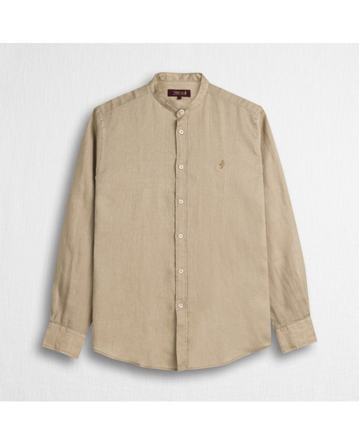 MCS CAMICIA IN LINO CON COLLETTO ALLA COREANA