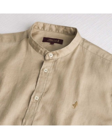 MCS CAMICIA IN LINO CON COLLETTO ALLA COREANA