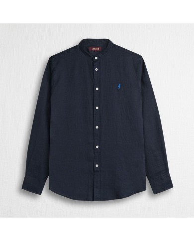 MCS CAMICIA IN LINO CON COLLETTO ALLA COREANA