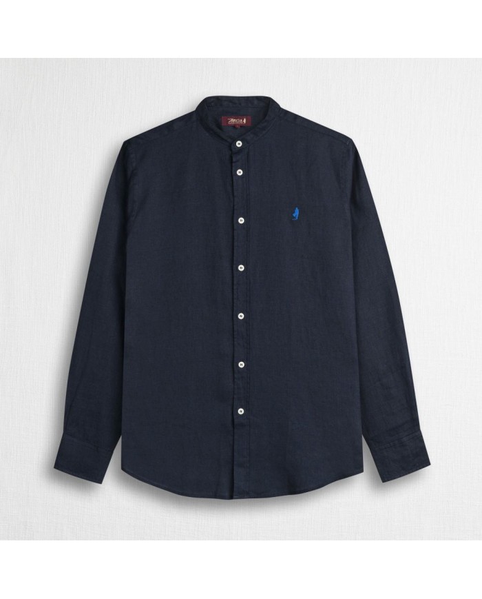 MCS CAMICIA IN LINO CON COLLETTO ALLA COREANA