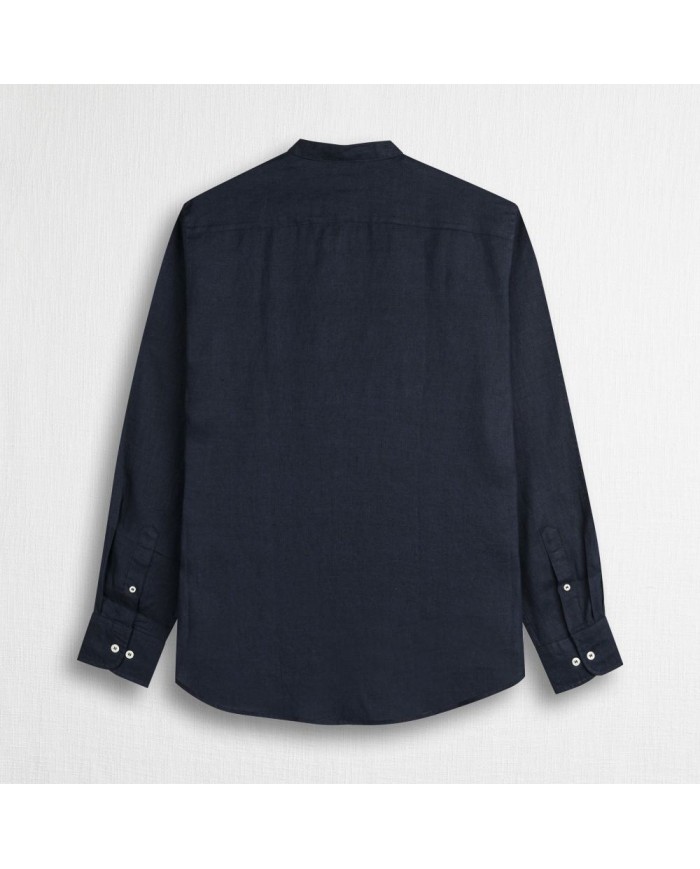 MCS CAMICIA IN LINO CON COLLETTO ALLA COREANA