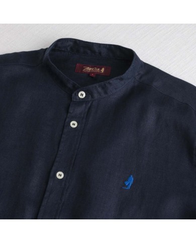 MCS CAMICIA IN LINO CON COLLETTO ALLA COREANA