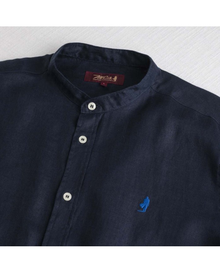 MCS CAMICIA IN LINO CON COLLETTO ALLA COREANA
