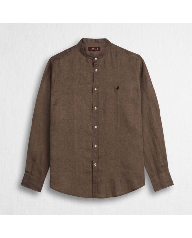 MCS CAMICIA IN LINO CON COLLETTO ALLA COREANA