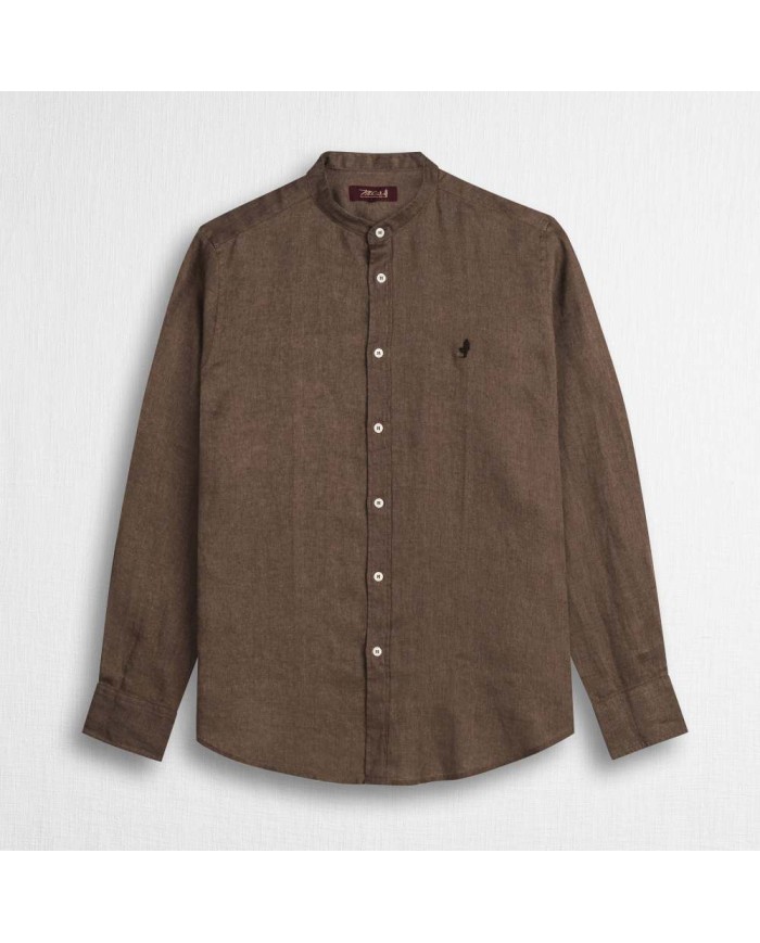 MCS CAMICIA IN LINO CON COLLETTO ALLA COREANA