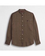 MCS CAMICIA IN LINO CON COLLETTO ALLA COREANA