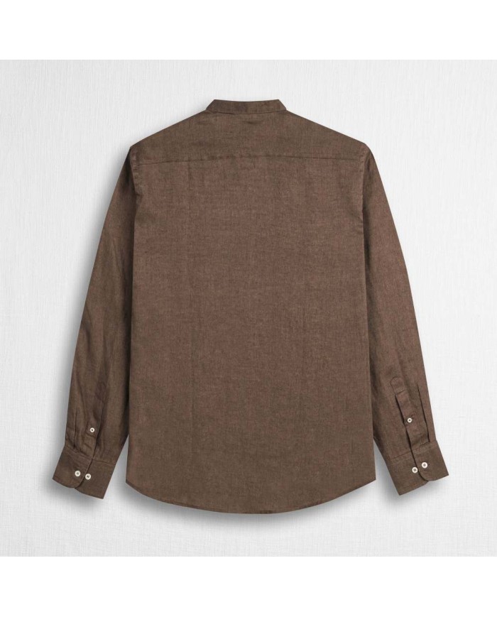 MCS CAMICIA IN LINO CON COLLETTO ALLA COREANA