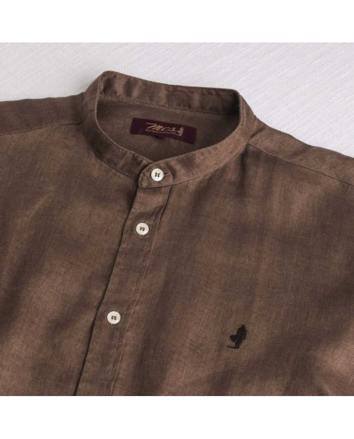 MCS CAMICIA IN LINO CON COLLETTO ALLA COREANA