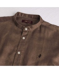 MCS CAMICIA IN LINO CON COLLETTO ALLA COREANA