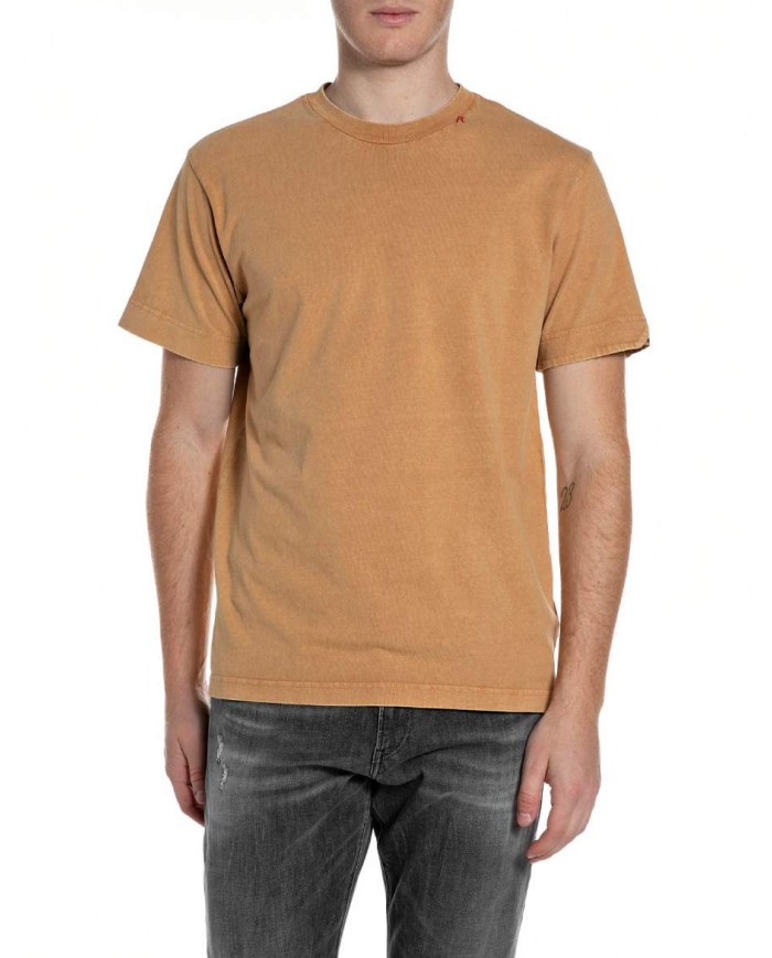 REPLAY MAGLIETTA IN JERSEY CON RICAMO SUL COLLO