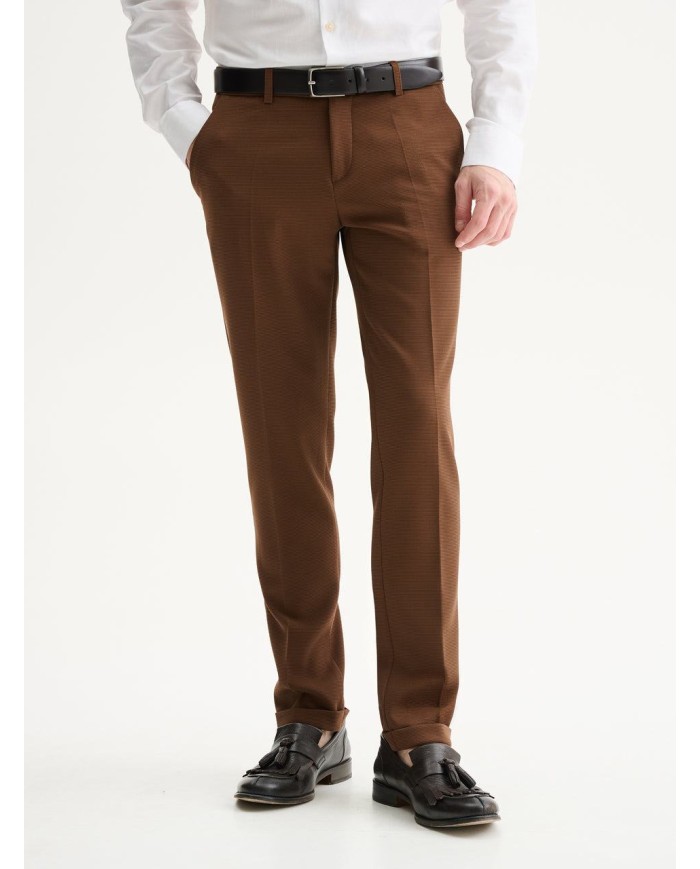 QB24 PANTALONI SLIM FIT DA COMPLETO CON TEXTURE