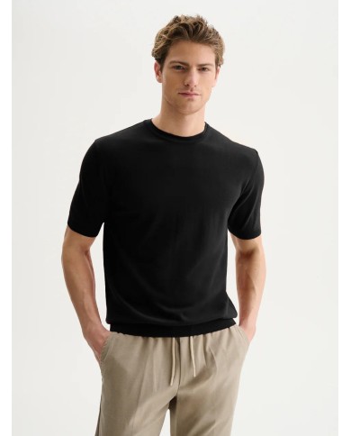 QB24 MAGLIETTA GIROCOLLO IN COTONE CREPE