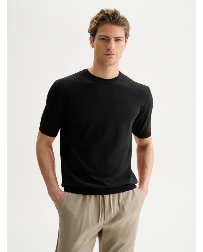 QB24 MAGLIETTA GIROCOLLO IN COTONE CREPE