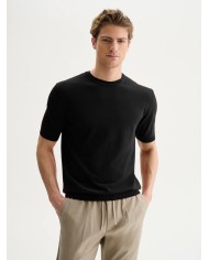 QB24 MAGLIETTA GIROCOLLO IN COTONE CREPE