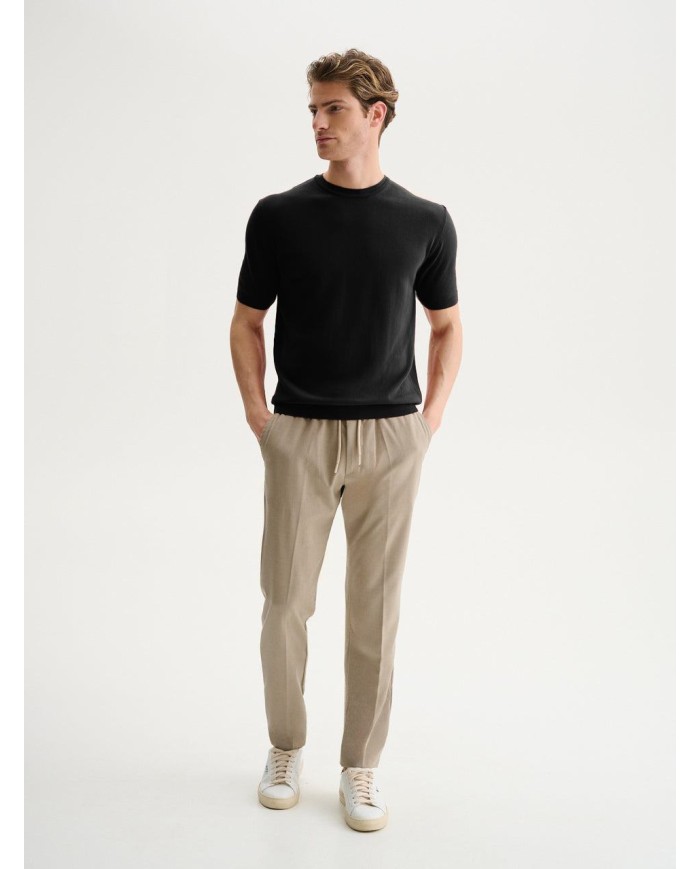 QB24 MAGLIETTA GIROCOLLO IN COTONE CREPE