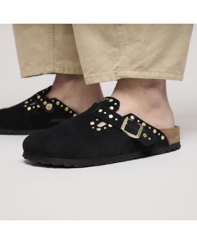 BIRKENSTOCK SANDALI DONNA BOSTON RIVETS IN PELLE SCAMOSCIATA