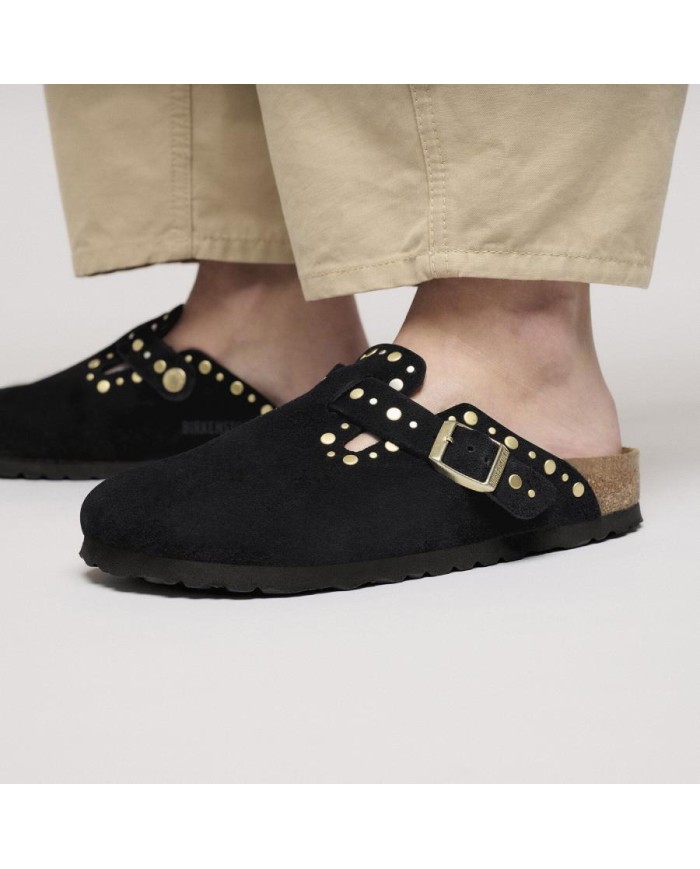 BIRKENSTOCK SANDALI DONNA BOSTON RIVETS IN PELLE SCAMOSCIATA